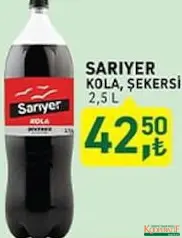 SARIYER KOLA ŞEKERSİZ GAZLI İÇECEK 2,5 L fiyat ve kampanya bilgisi